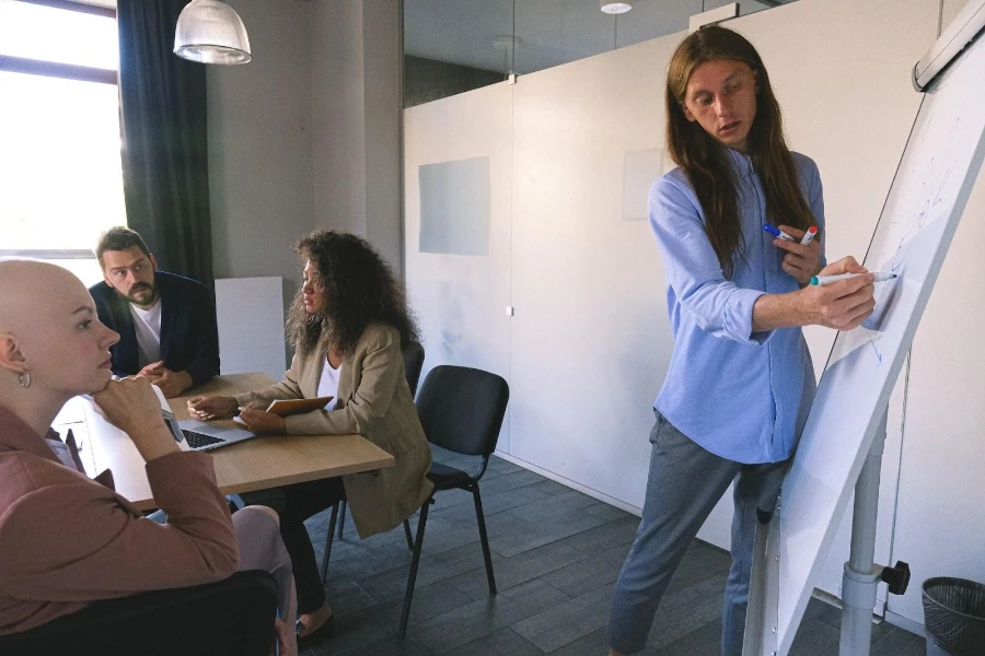 A negotiator presenting a compelling opening in a meeting