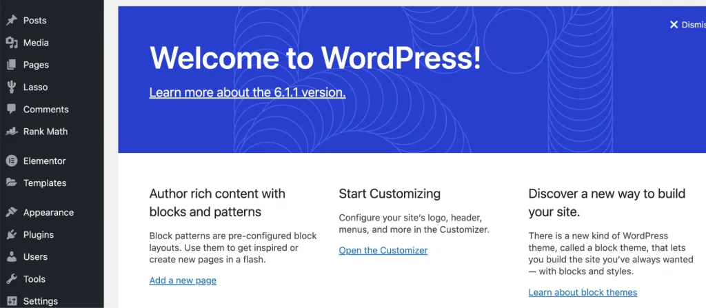 لوحة إدارة WordPress