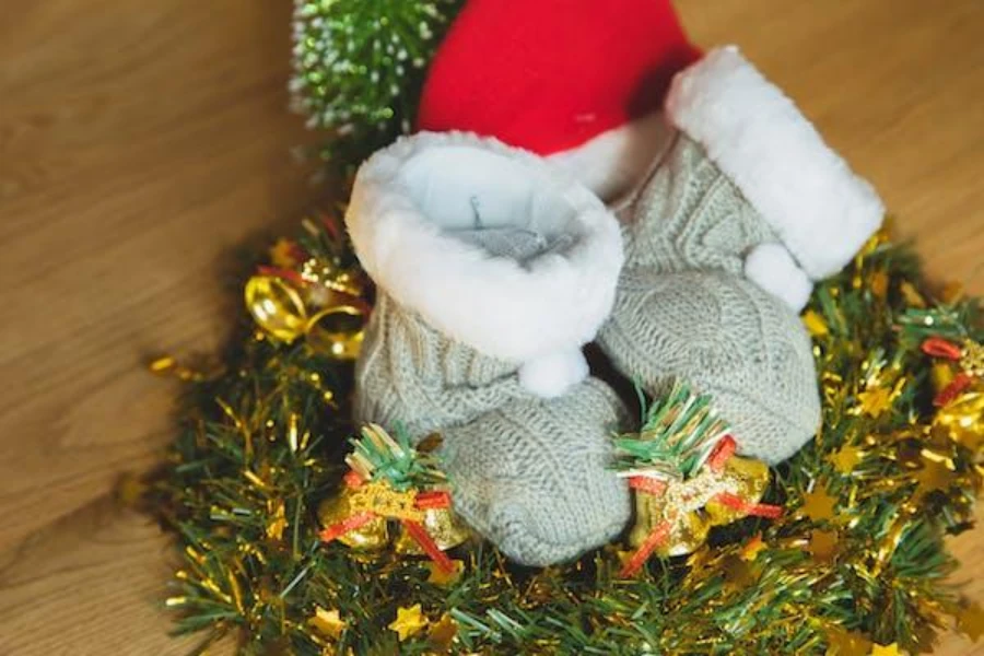 a pair of baby sock shoes