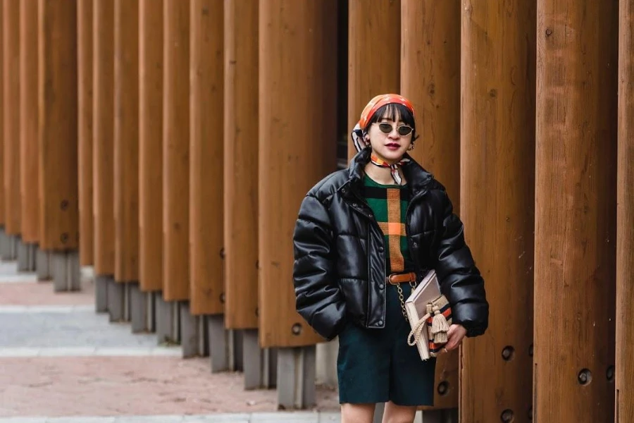 Woman rocking a black padded jacket