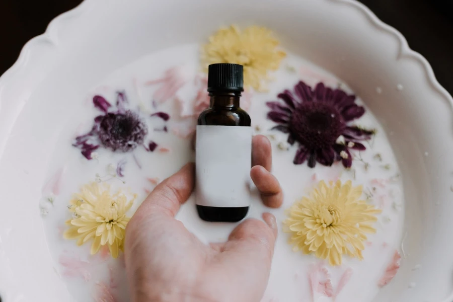 A haircare product in a reusable glass bottle