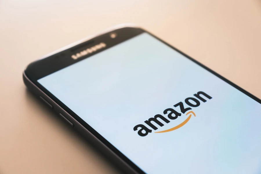 Amazon logo on a black smartphone