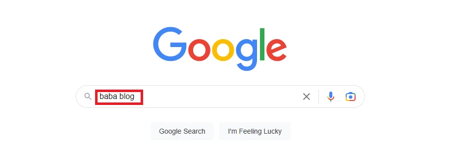 Mengetik kata kunci ke dalam kotak pencarian Google