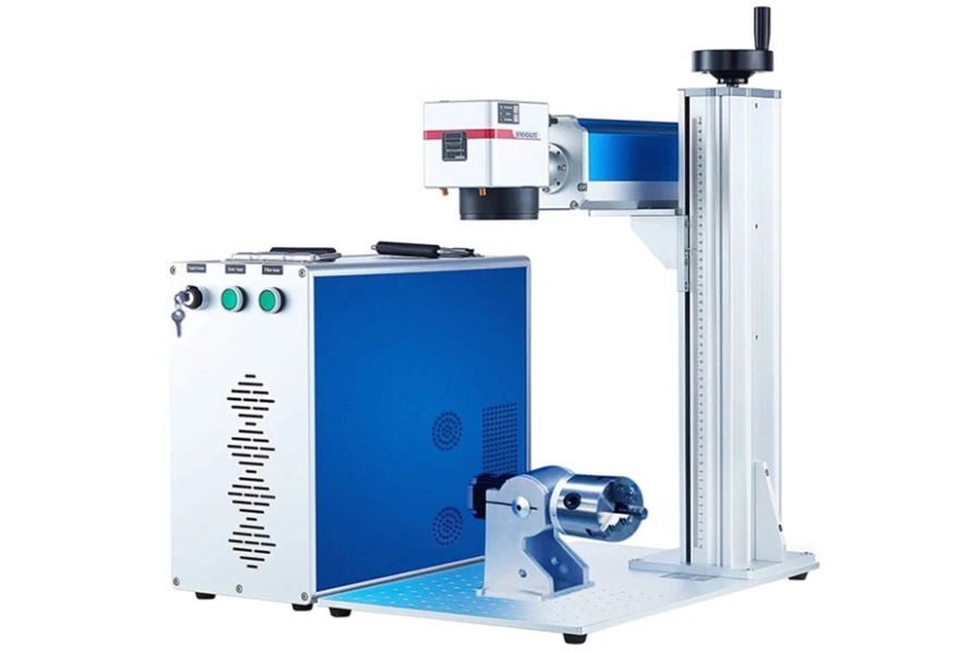 A fiber laser engraver