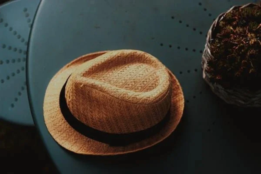 A pencil brim hat made of straw