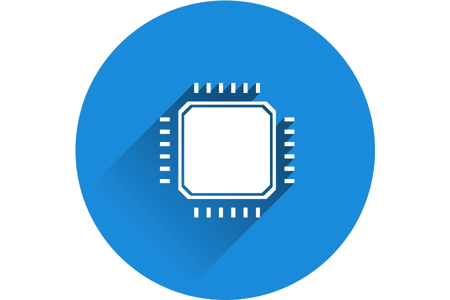 Computer processor chip concept with lines