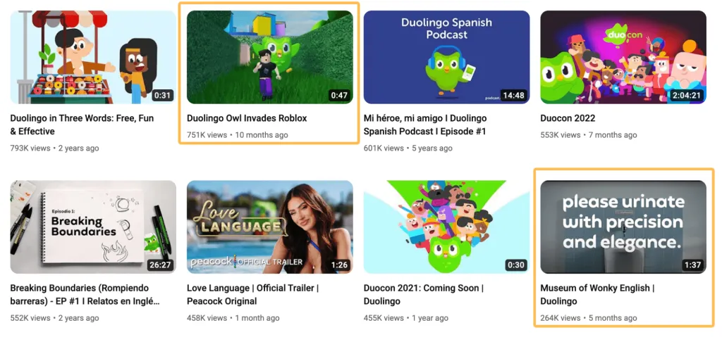 Duolingo'nun YouTube videoları