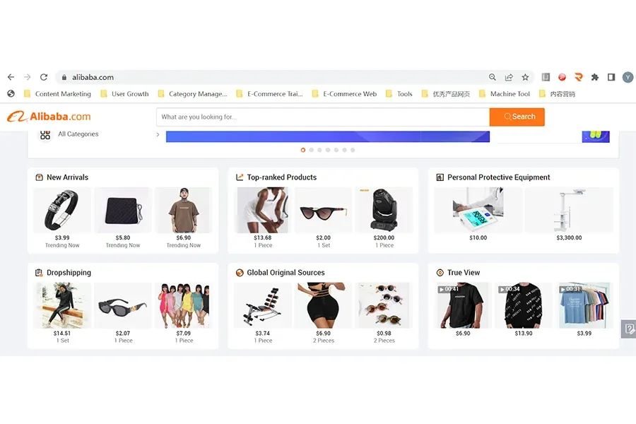 Главная страница дропшиппинга Alibaba.com