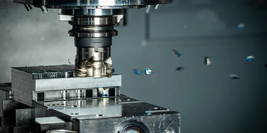CNC milling machine during operation