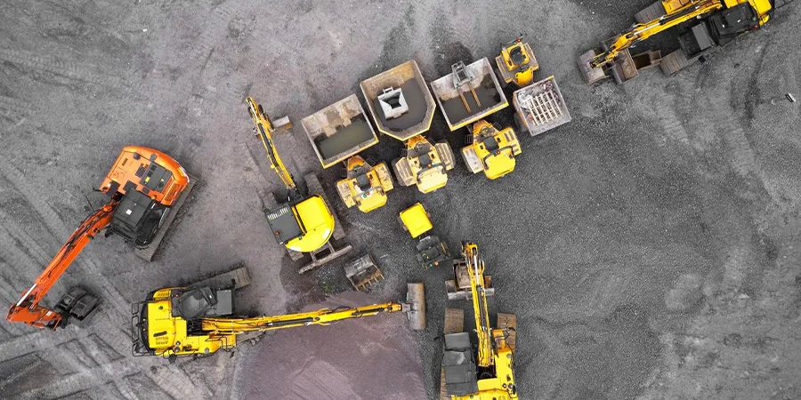 Mining machinery in a surface mine
