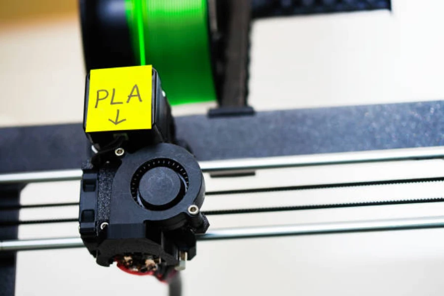 A 3D printer using a PLA type of filament