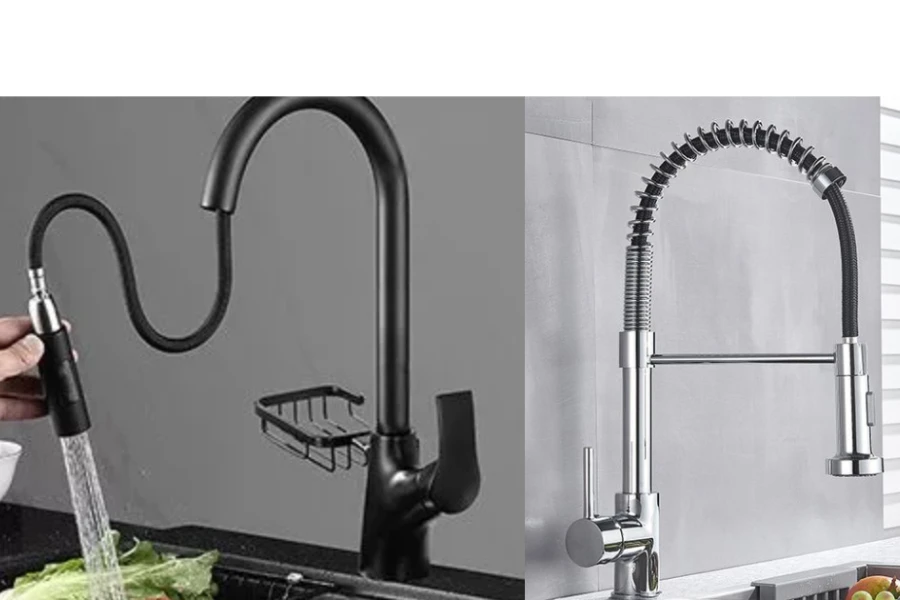 A modern pull-out and pull-down kitchen faucets