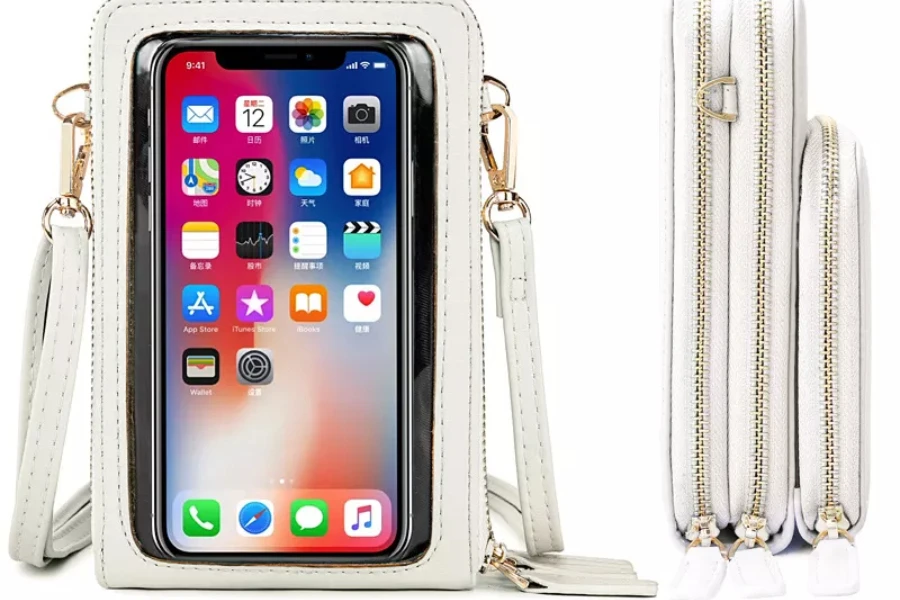 A multi-pocketed mobile phone bag
