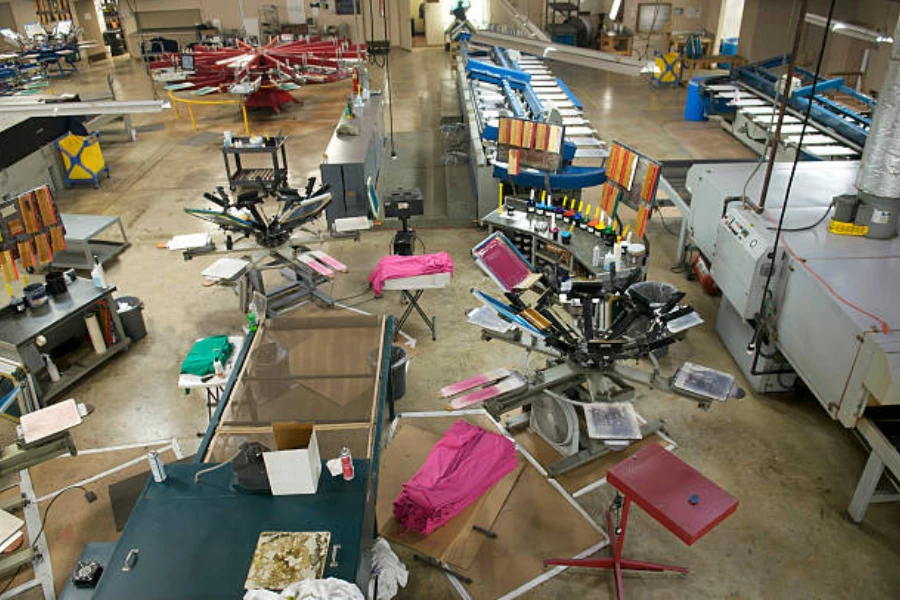 A setup of automated and manual silkscreen printers