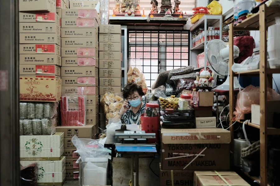 A supplier storeroom filled with packaged products
