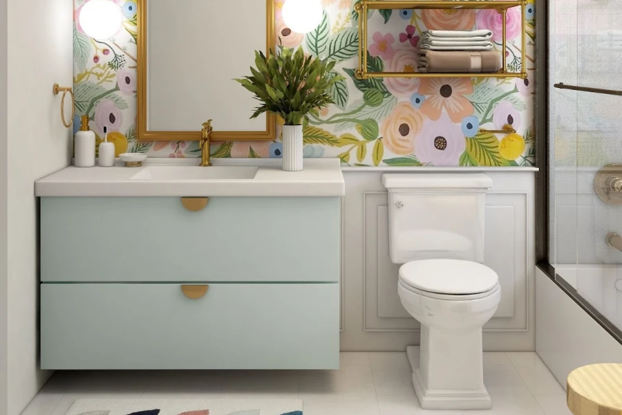 A white sink integrated with a countertop and vanity