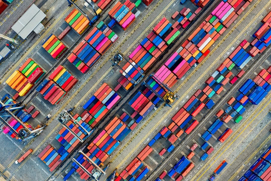 Aerial photography of a container lot