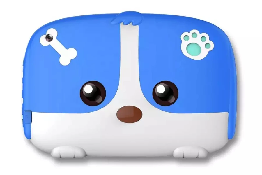 Blue children’s laptop in the shape of a dog’s face