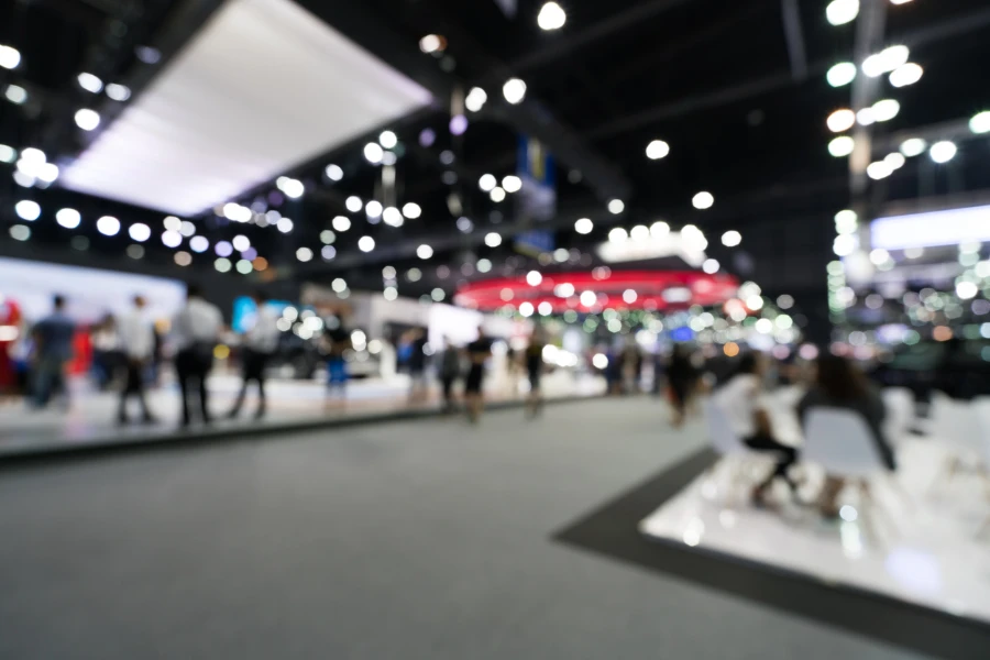 Blurred background of public event exhibition hall