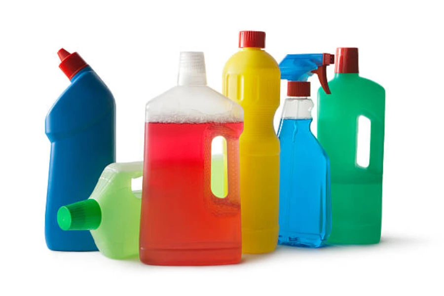 Bottles of cleaning solvents made from HDPE
