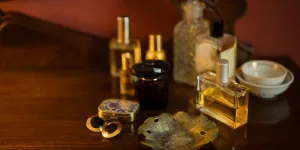Different types of perfume bottles on a table
