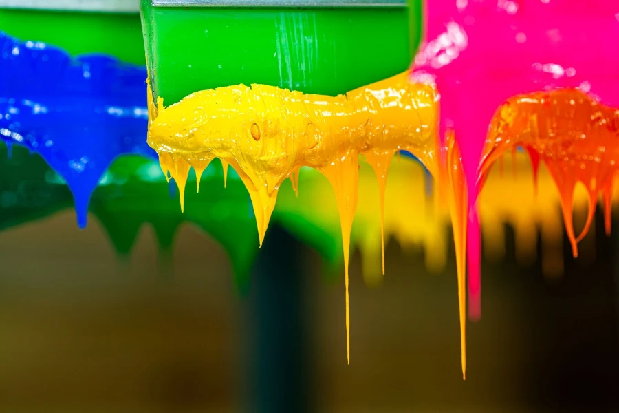 Dripping color inks on a screen printer