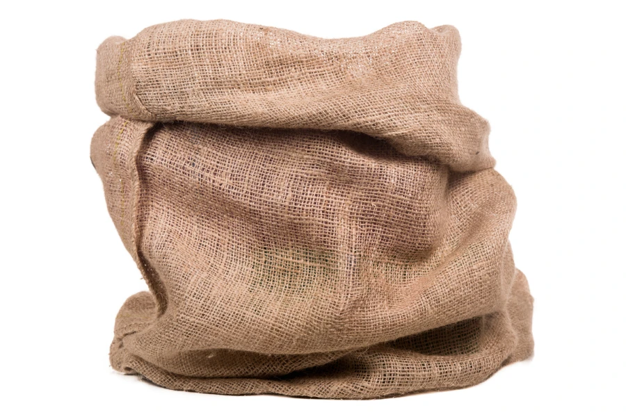 Empty jute sack on a white background