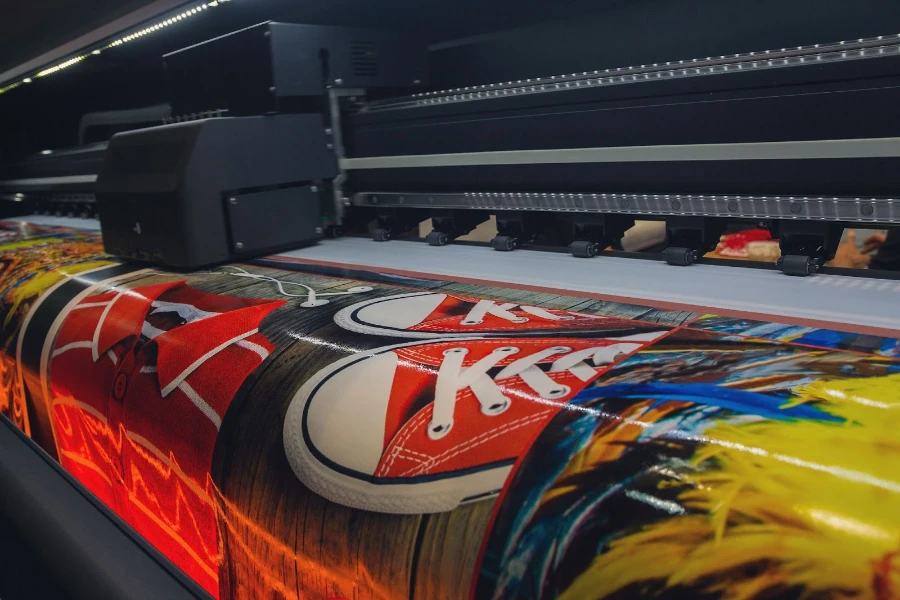 Large format digital printing machine in operation