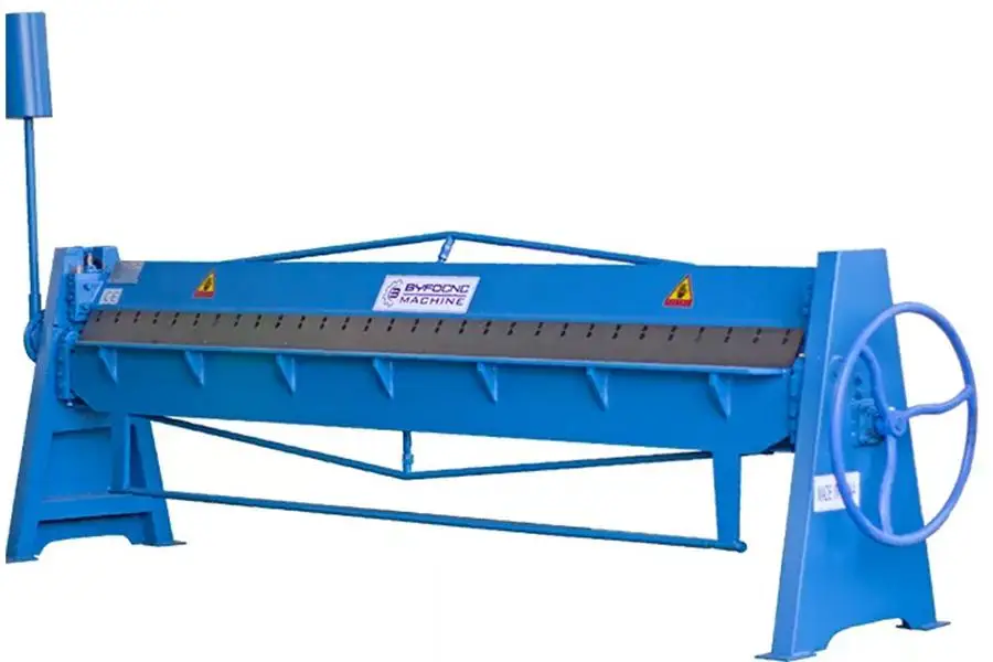 Manual sheet metal folding machine on a white background