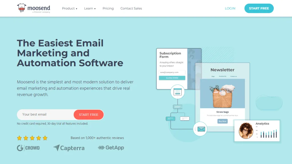 Moosend is an easy to use email marketing and automation software
