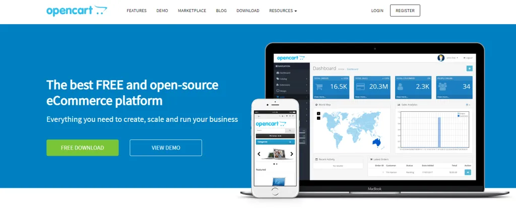 OpenCart platform for ecommerce
