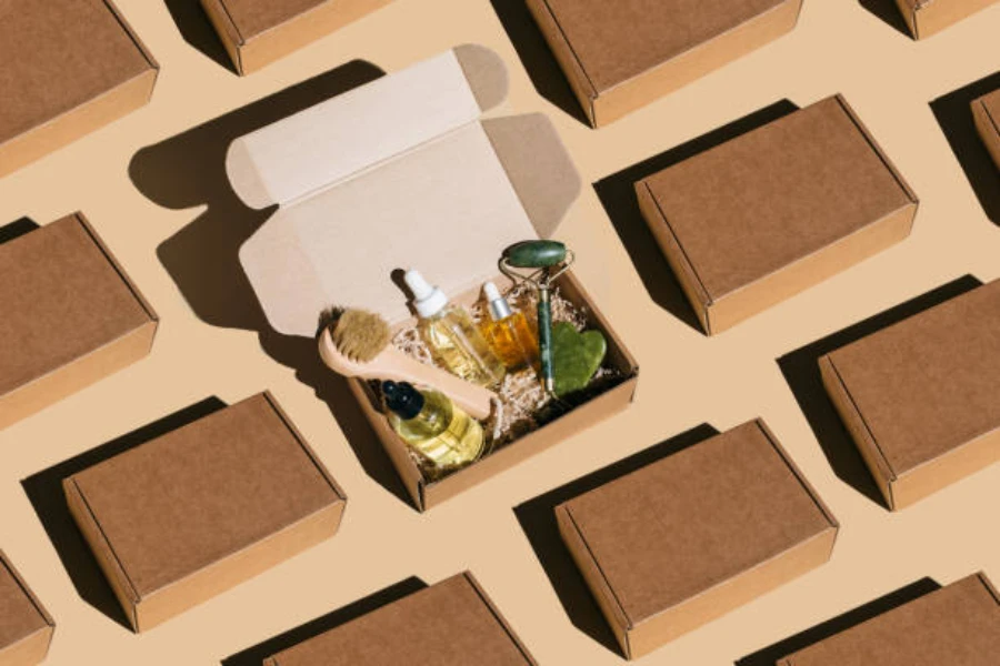 Paper boxes of skincare products