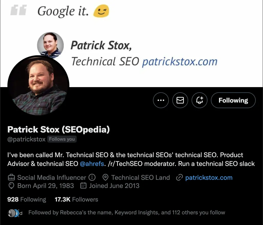 Patrick Stox als Markenbotschafter von Ahrefs