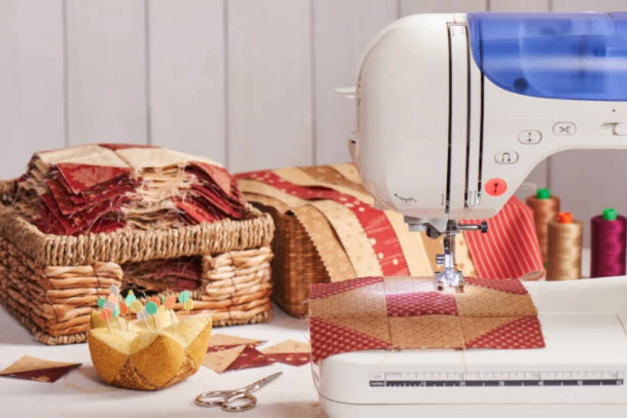 Quilt block sewing on an electric machine