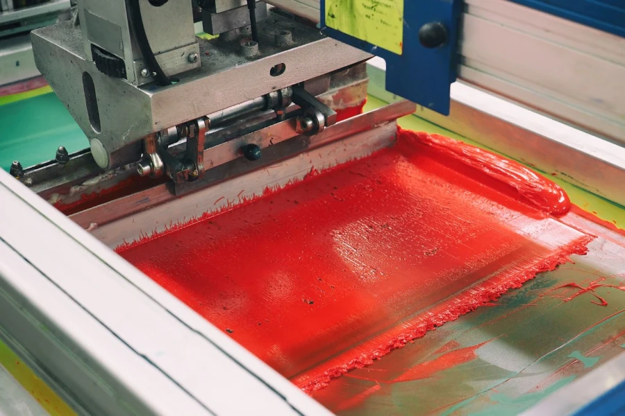 Red section of the screen printing machine