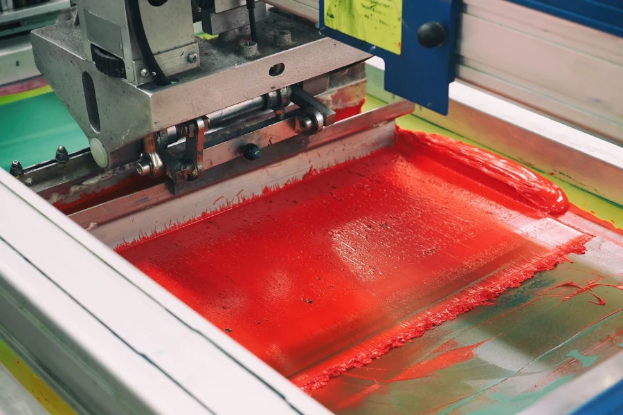 Sezione rossa della macchina serigrafica