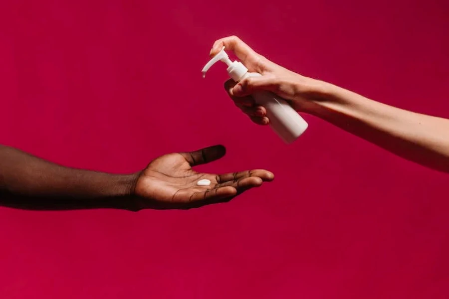 Scented perfume lotion on a hand
