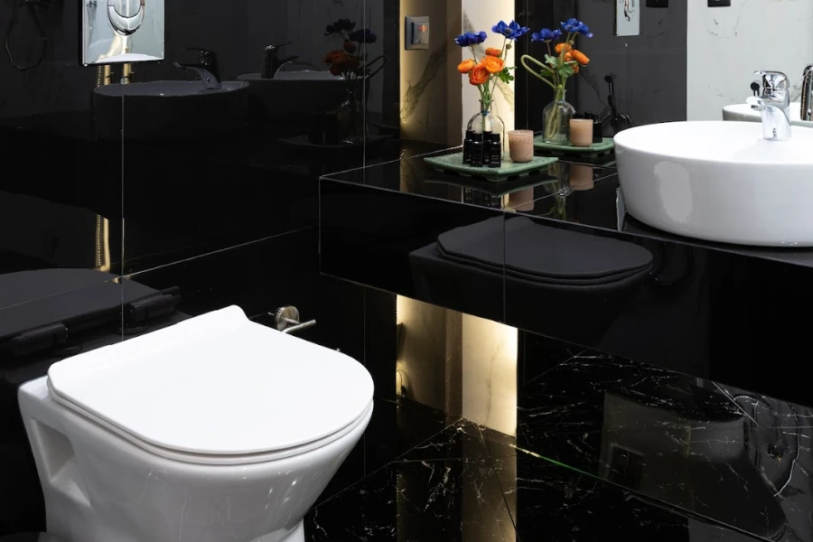 Stylish bathroom with ceramic bidet