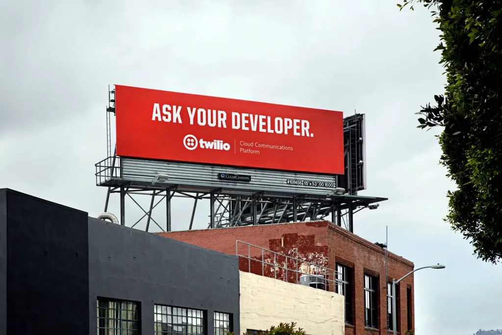 Papan reklame Twilio di Silicon Valley