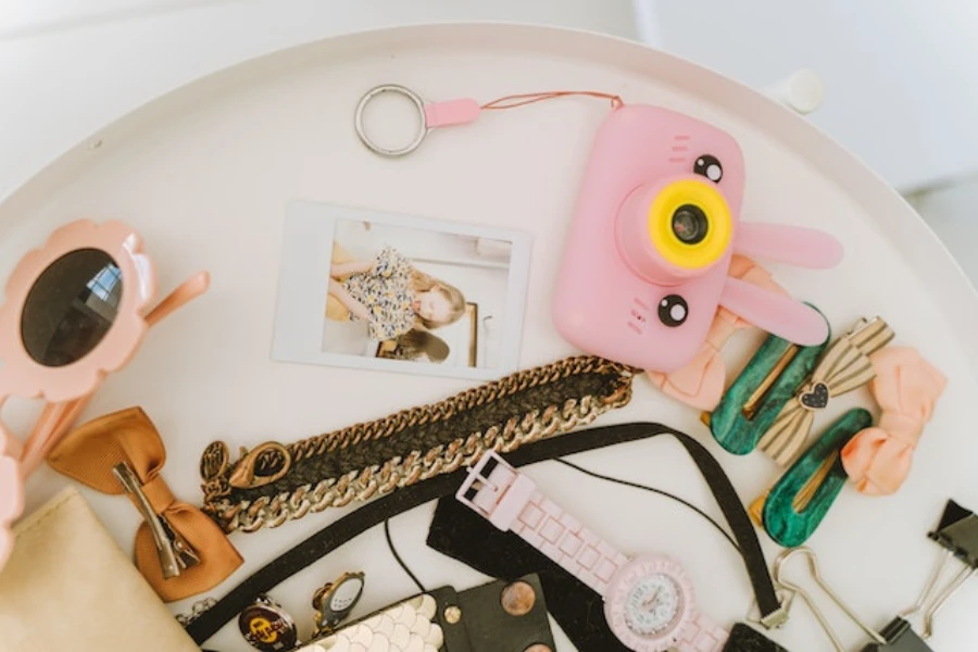 A selection of accessories on a table