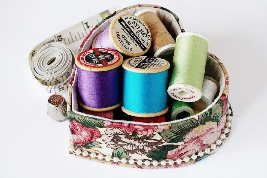 Assorted colored embroidery threads in a case