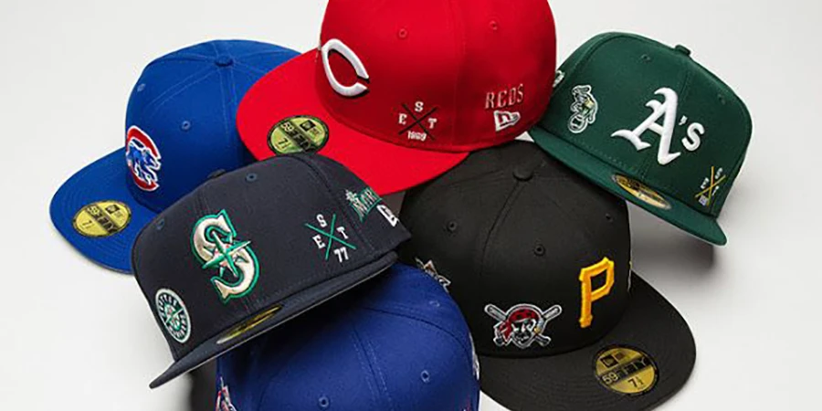 Dad hats of various colors and sizes