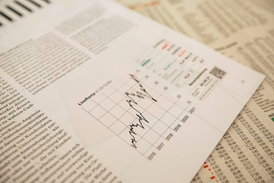 Daily newspaper displaying stock market chart
