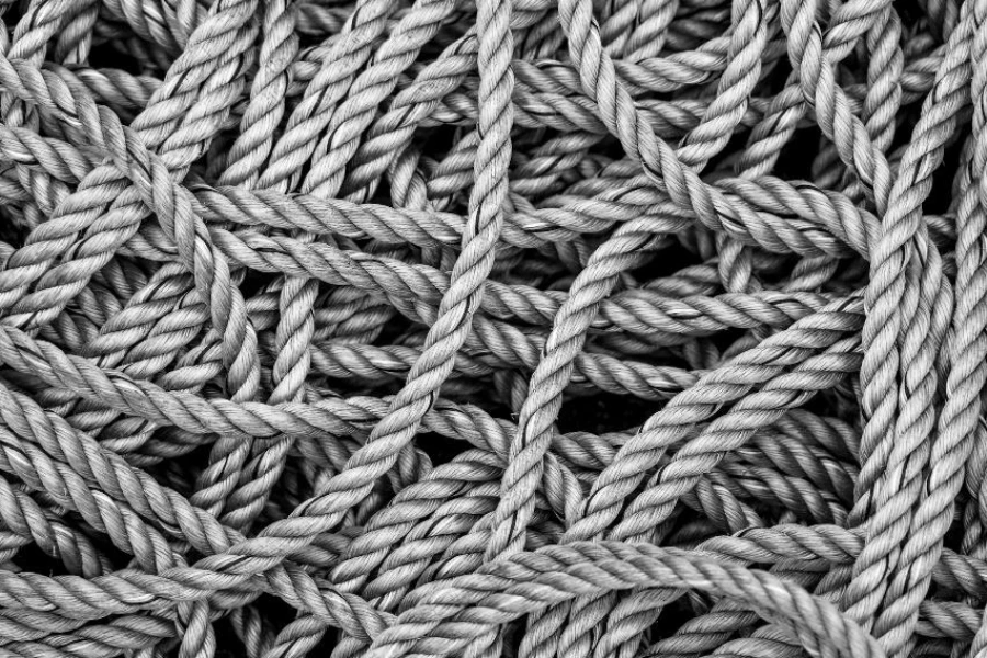 Gray fiber twisted rope cord