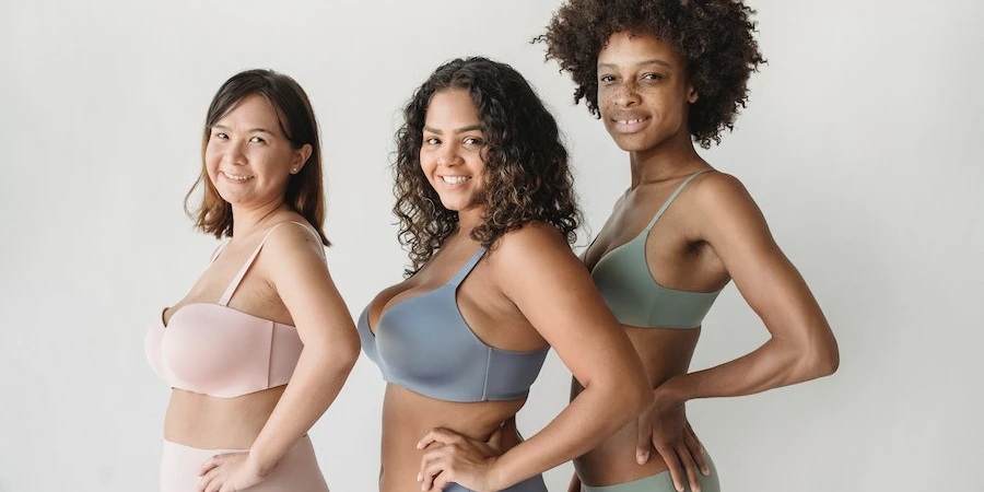 Group of happy women wearing intimates