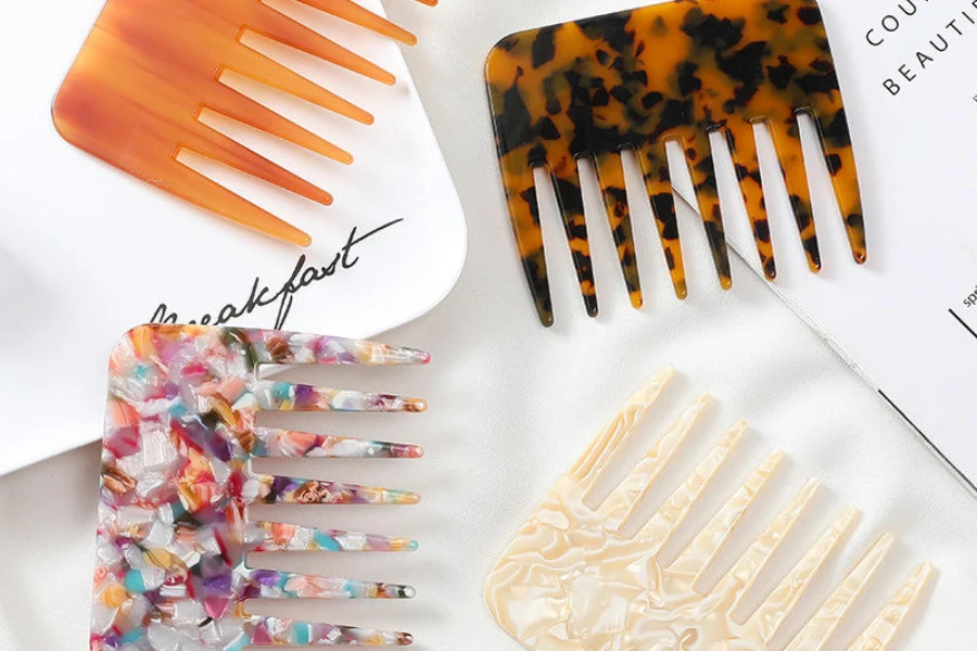 Multi-colored acetate hair combs
