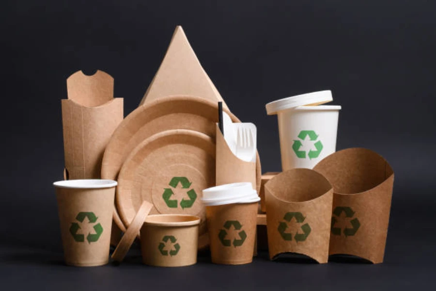 Recyclable cups, cones, and plates