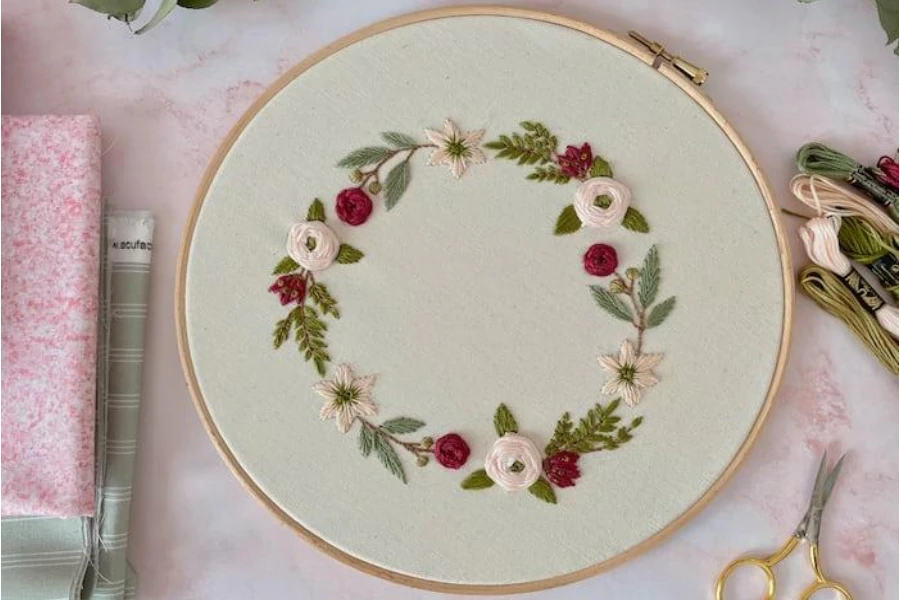 Round, wooden embroidery frame