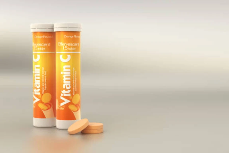 Two tablet tubes holding Vitamin C tablets