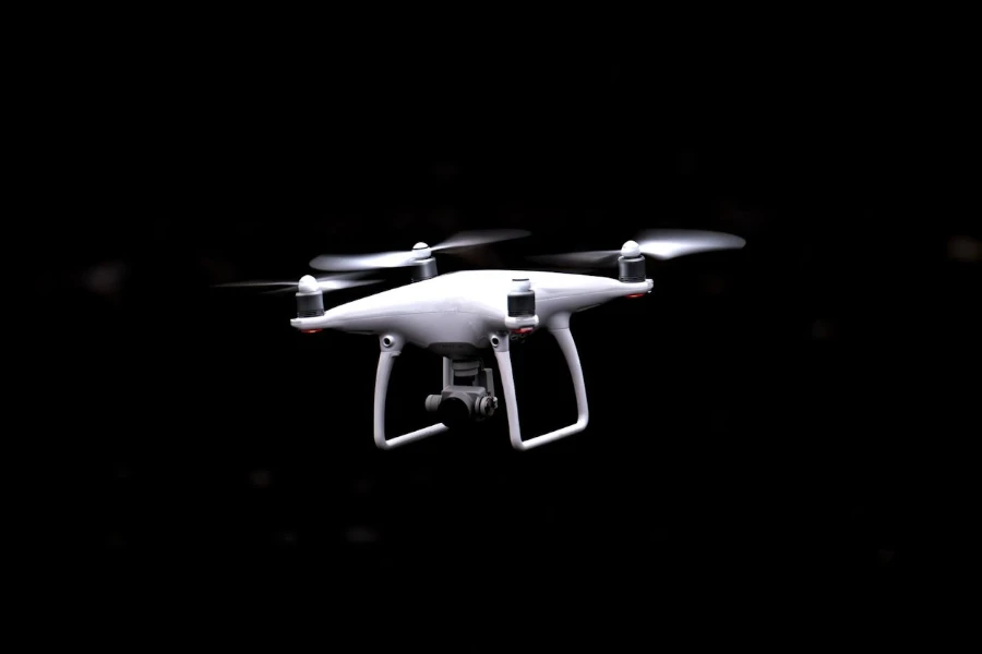 White and black quadcopter drone